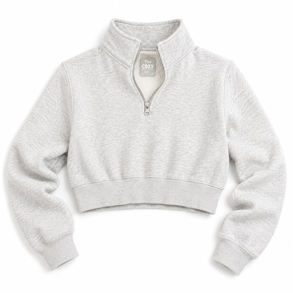 Tna Cropped Quarter Zip Pullover Sweatshirt Heather Gray Women's 2XS EUC